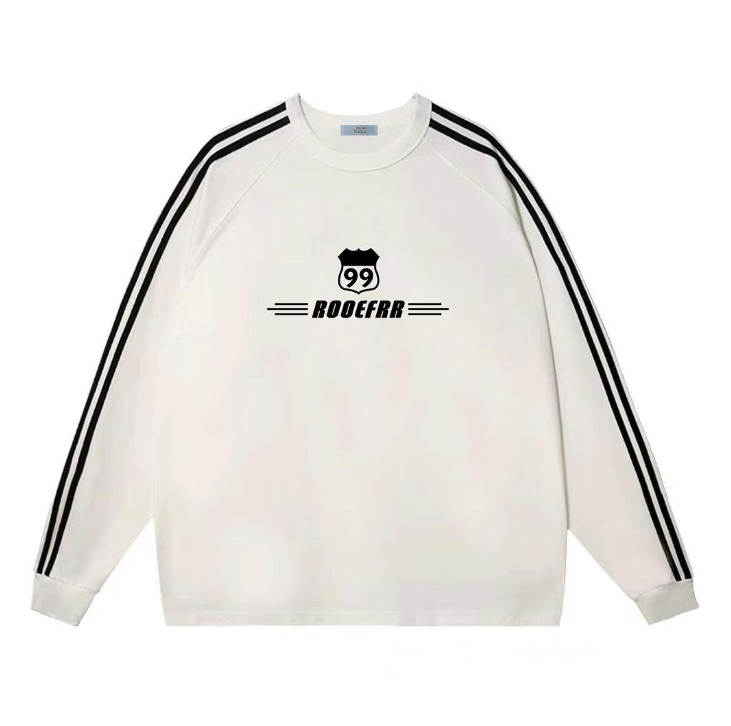 Women's 2024 Autumn/Winter Three-Stripe Fleece Sweatshirt - Casual Round Neck, Long Sleeve, Loose Fit.