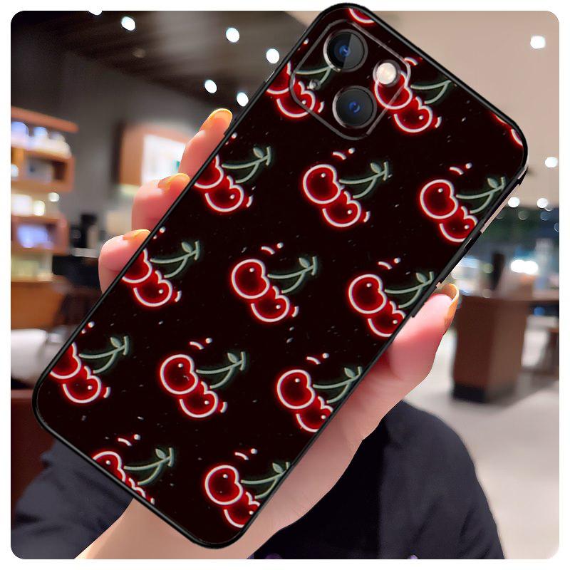 Cherry Pattern Case For iPhone 15 Pro Max 14 13 12 11 16 17 Pro Max mini 15 16 Plus 16e 17 Air Phone Cover