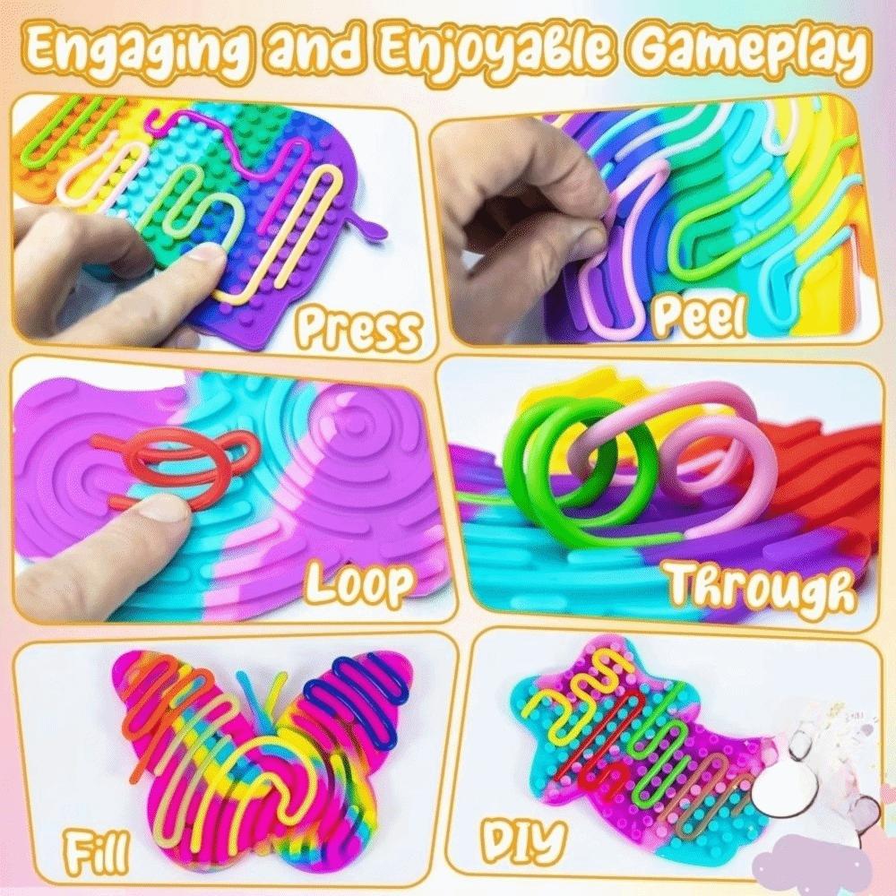 Cartoon Sensory Activity Board With 11 Rods Silicone Toys Children's Educational And Stress-Relieving Toys for Kids Adult