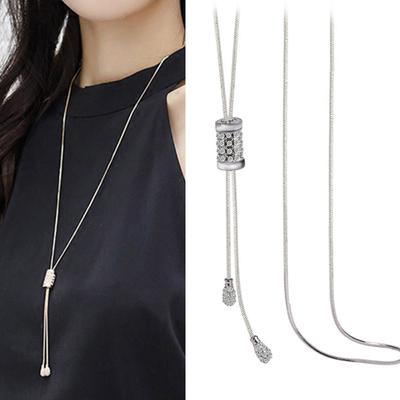 Stylish Long Chain Necklace Accessory Women's Fashion Necklace With Crystal Long Tassels Pendant for Trendsetters