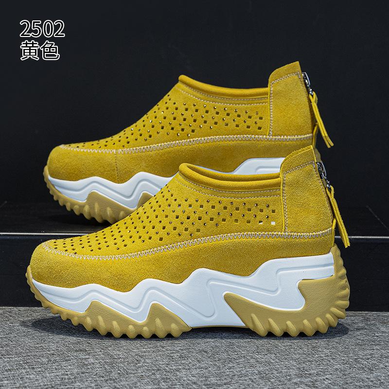 Muffin Shoes Summer New Thick-soled Heightening Lazy Shoes Hollow Casual Breathable Comfortable Lightweight Dad Shoes