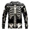 2025 Halloween Schedel Print Lange Mouwen T-shirt voor Mannen Gothic Trendy Streetwear Casual Tops Halloween Feest Tee Herfst Winter