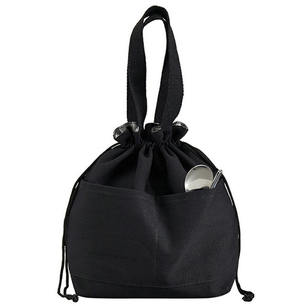Canvas Lunch Bag Drawstring Insulated Tote for Work Picnic Portable Meal Container Carrier