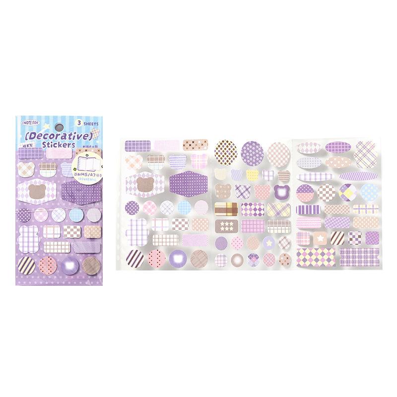 3sheet Simplicity Cute Sticker for M5 Size Scrapbook Note Plaid Butterfly Dot Style Journaling Sticker DIY Decor Decal Kid Gift
