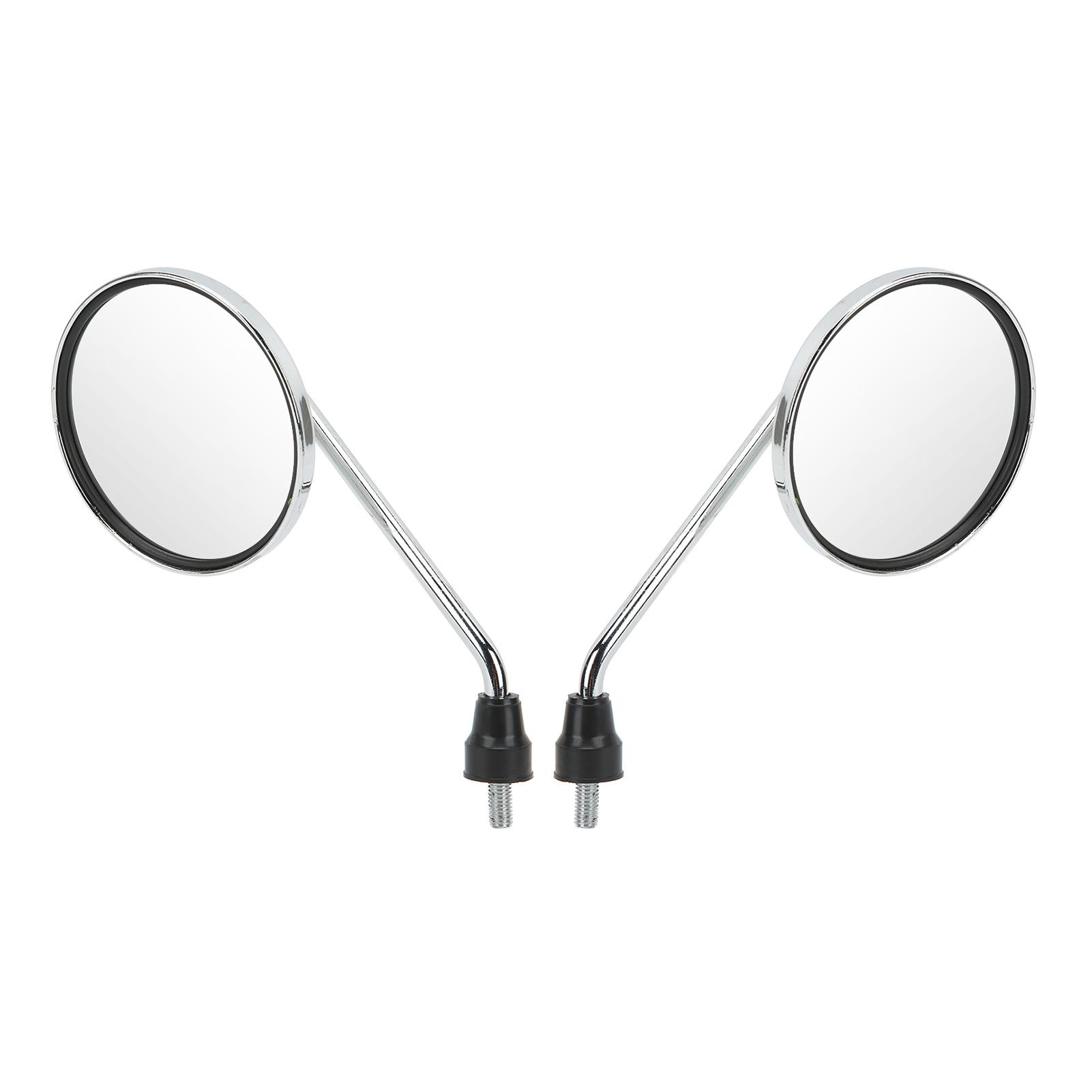

2pcs Motorcycle Rearview Mirror 8mm Thread Chrome Plated Round Universal for Street Bikes ATV Scooter