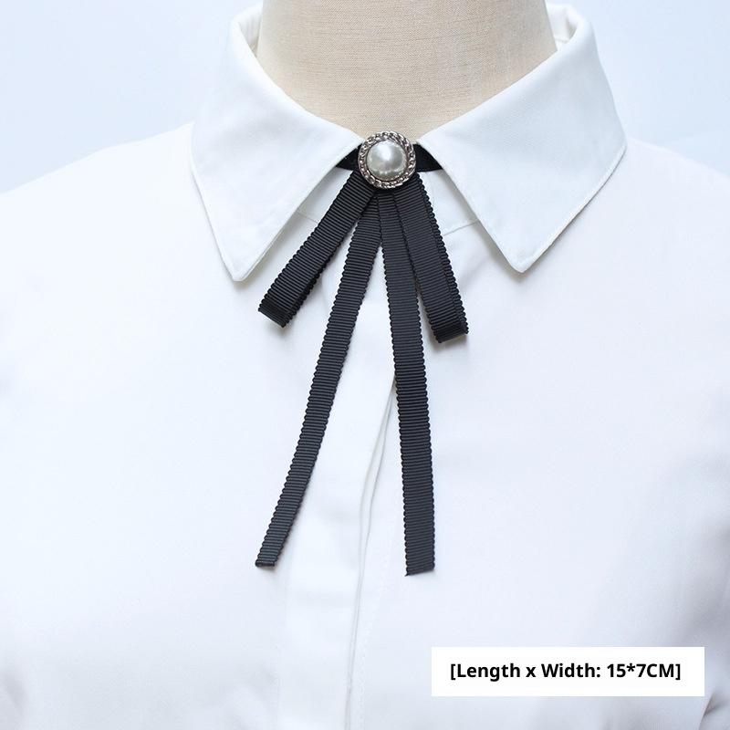 1Pcs British Korean College Style Handmade Ribbon Black Bowtie Pins Bow Tie For Women'S Girl Bank White Shirt Collar Flower