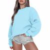 Women's Fashion Plus Velvet Solid Color Round Neck Loose Long Sleeve Hoodie for Autumn/Winter