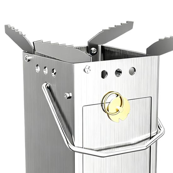 Yousheng Portable Wood Burning Stove Outdoor Camping Hiking Picnic BBQ Cooking Rocket Stove with Handle Stainless Steel Wood Burner Camp Stove