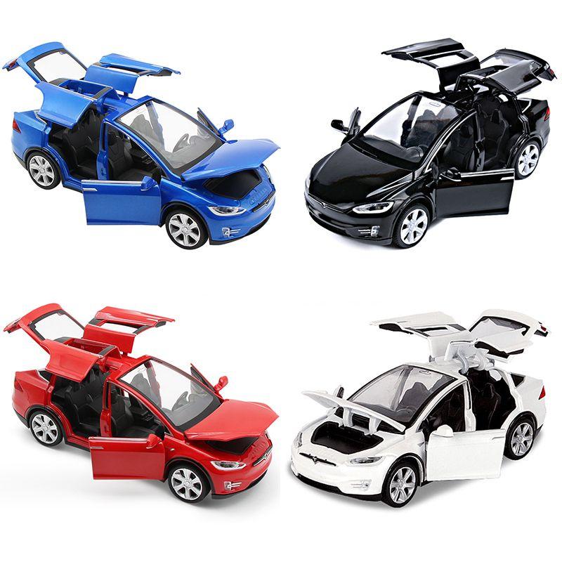 Tesla Model 132 X 90d Suv Diecast Model Car Soundlight Pull Back Kids Toy Gift