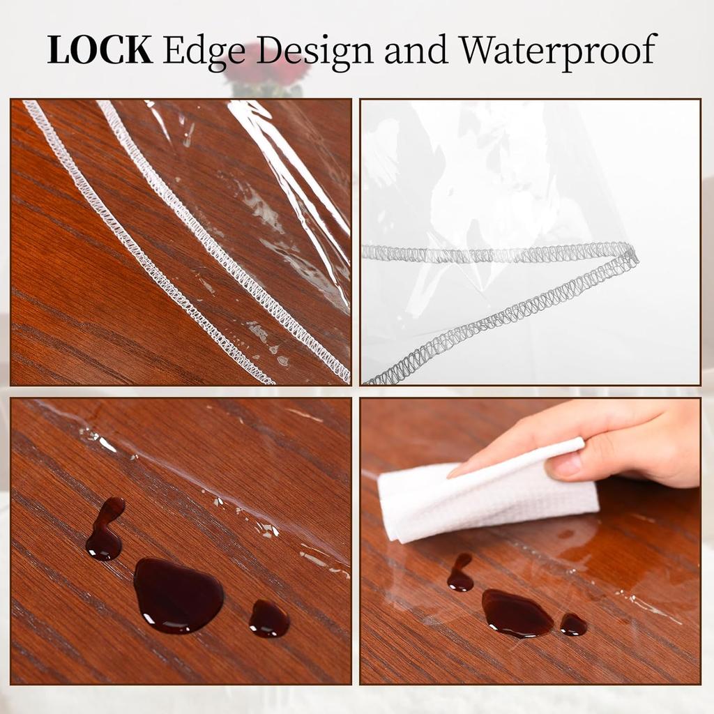Clear Round Tablecloth 60 inch Waterproof Table Protector Durable Crystal Clear Vinyl Clear Table Cover Round Dining Tablecloth for Protection of