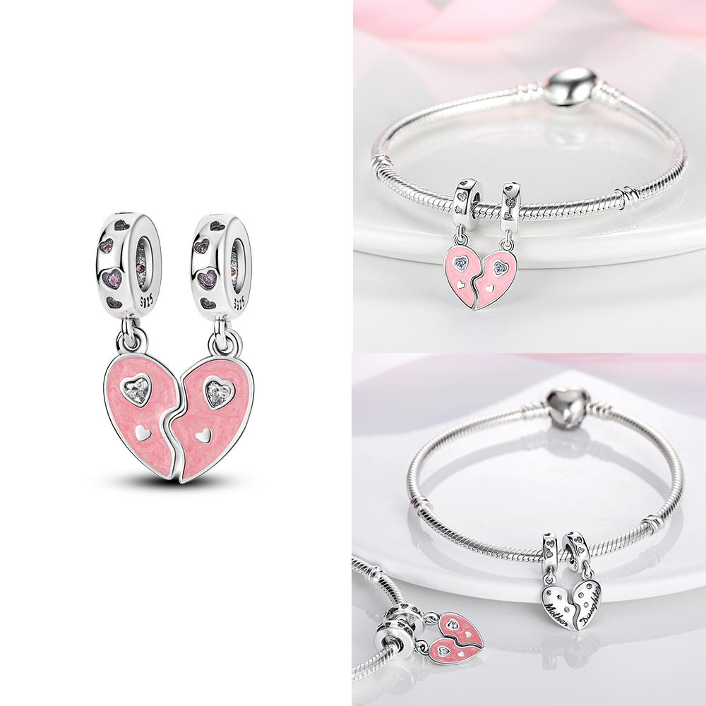 Copper Bead Mom Love Happy Family Dangle Mother'S Gift Charm Fit Original Bangle Bracelet Necklace Diy Jewelry