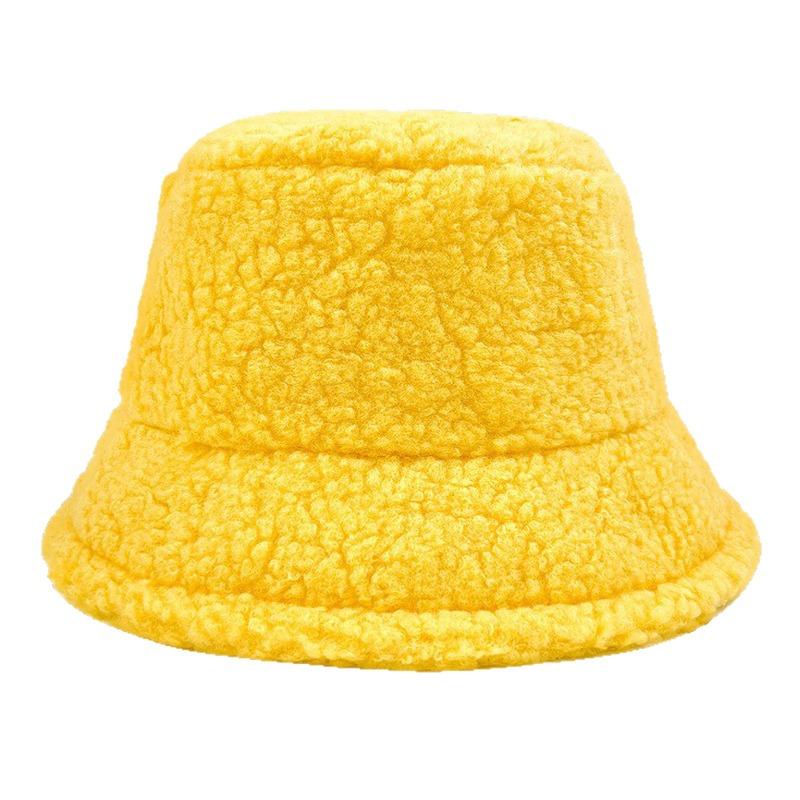 Autumn and winter thermal basin hat retro bucket hat word men and women lamb wool bucket hat