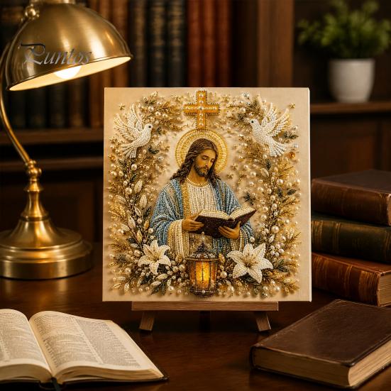 Materiali Artistici per Hobbisti Fai da Te Kit Perle di Gesù, Pittura Diamante per Adulti, Mosaico Cristiano Accessori Creativi per Camera da Letto Artigianato Gemme di Cristo Artigianato,