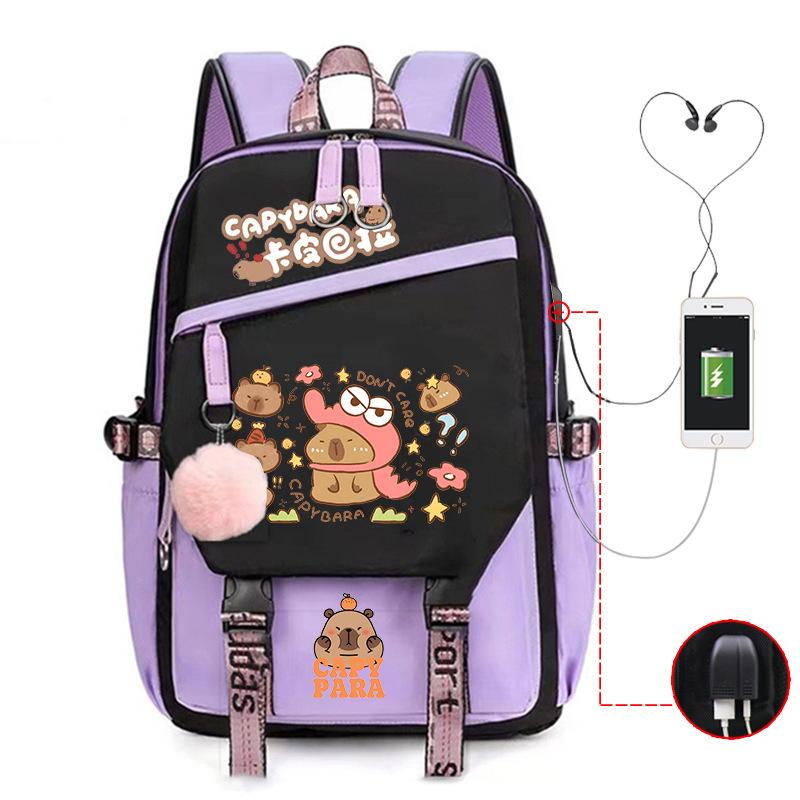 Kapibara fun peripheral printing new schoolbag cute cartoon primary and secondary school students spine backpack
