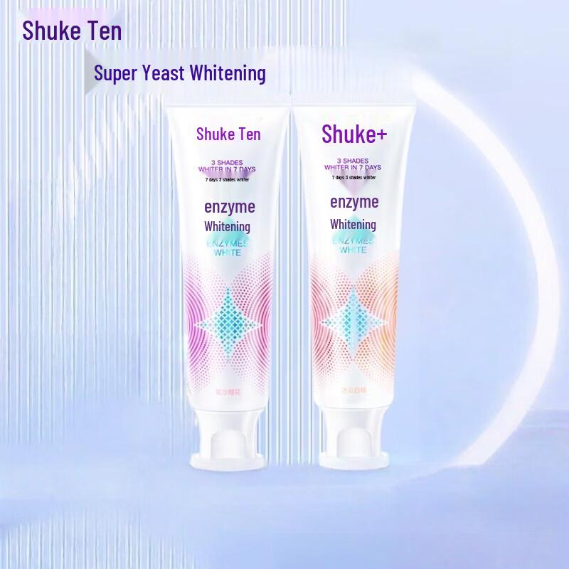 Shuke Whitening Enzyme Toothpaste, Cherry Blossom & White Peach, 4x120g Pack
