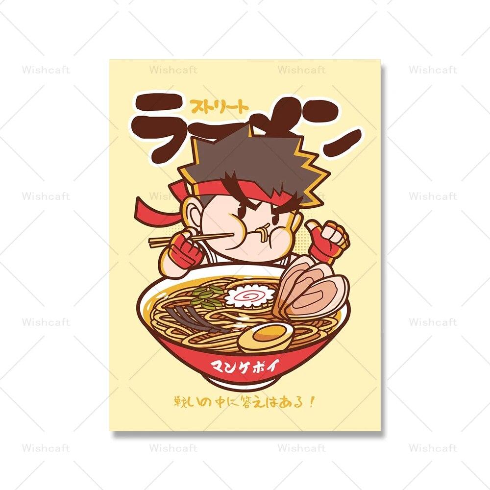 Japanese Anime Cartoon Character Ramen Food Wall Art Prints Funny Noodles Poster Kitchen Art Canvas Painting Pictures Home Decor No Frame