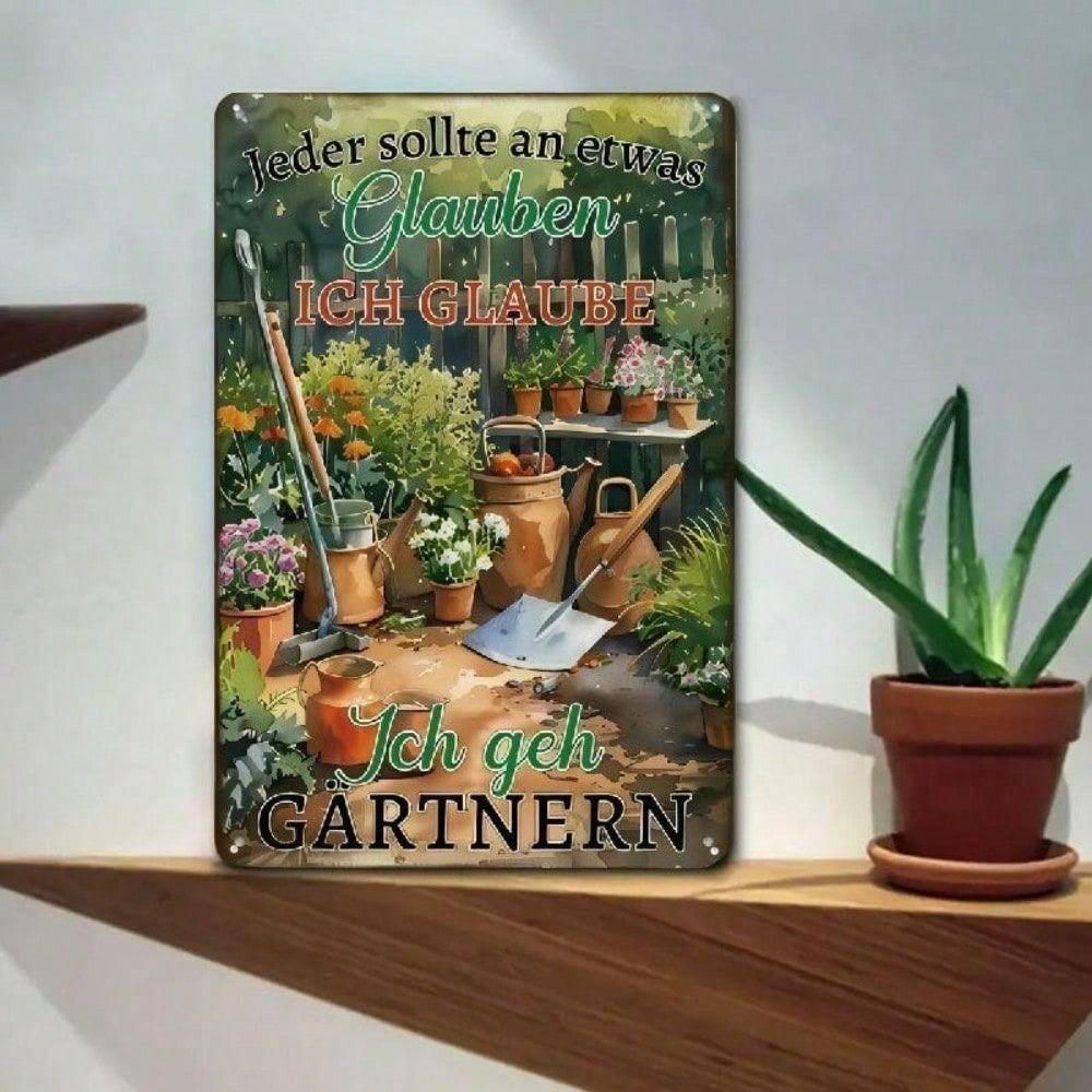 Vintage Metal Poster Wall Decor, Retro Farmhouse Garden Sign for Home
