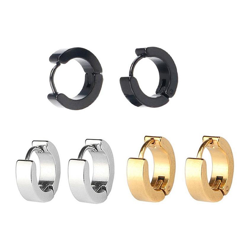 Classic Punk Stainless Steel Ear Clip Black No Pierced Fake Ear Circle Simple All-Match Fashion Pop Garment Accessories