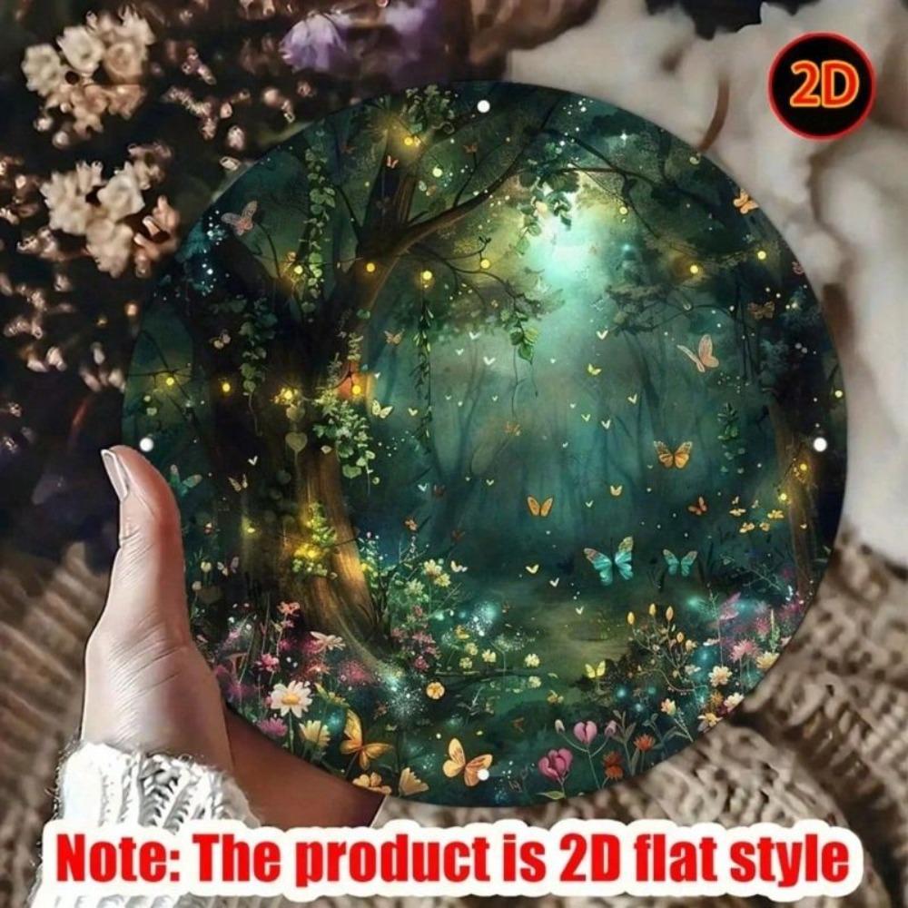 Round Metal Butterfly Flower Wall Art Decor for Living Room
