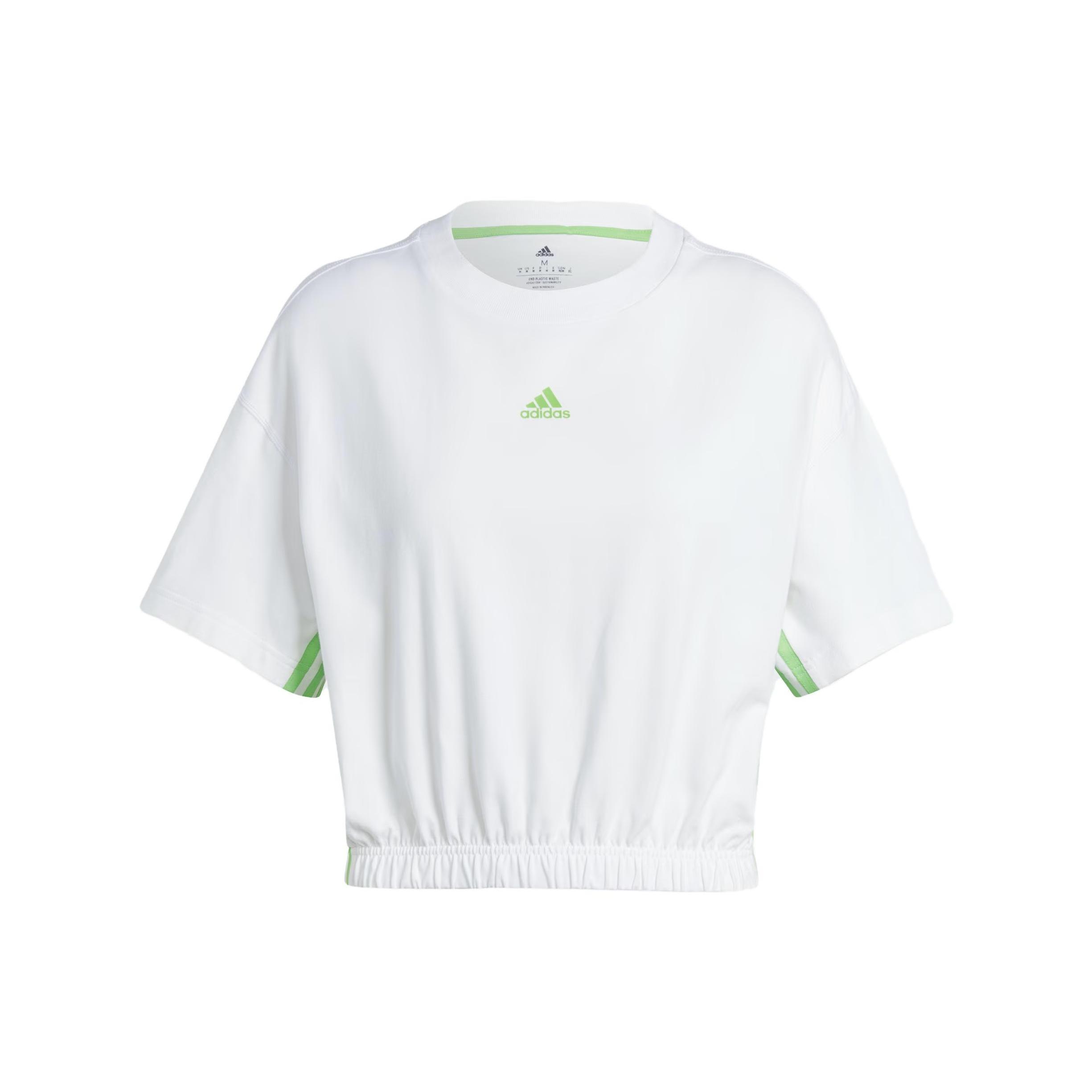 (WMNS) adidas Dance 3-Stripes Crop Tee  White Green  Women s IM4977 L