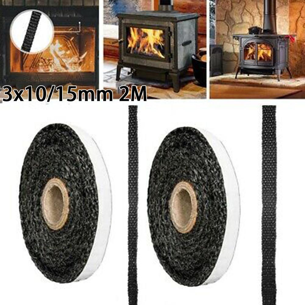 Black Log Burner Stove Sealing Strip Fireproof Fireplace Door Sealing Replacement Gasket Tape Biomass Particles Fire Rope