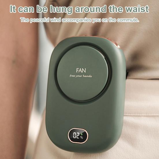 Portable Hanging Neck Fan Digital Display Strong Airflow Low Noise USB Rechargeable Bladeless Mini Cooling Fan
