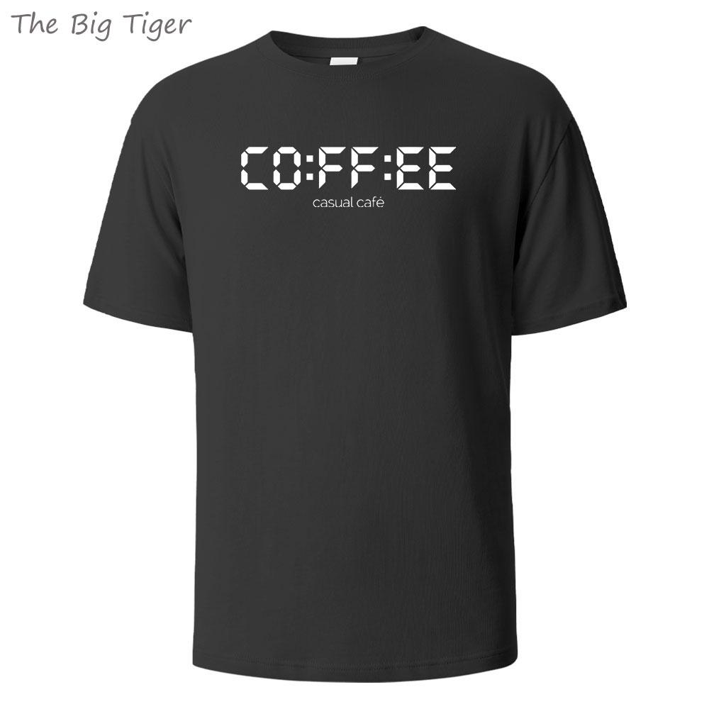 Coffie Printed Essential Cotton Tee Simple Crew Neck Design Soft Breathable Fabric Unisex Short Sleeve Shirt
