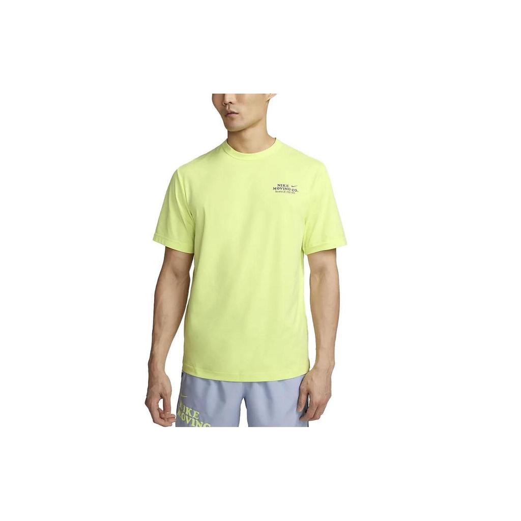 Nike T Shirts Men's Light Lemon Crew Neck Moderate Straight Fit DX0907-736