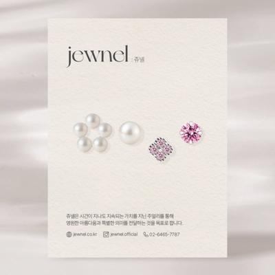 JEWNEL [4-piece Set] Silver 925 Angela Flower Pink Pearl Cubic Wedding Look Piercing Set