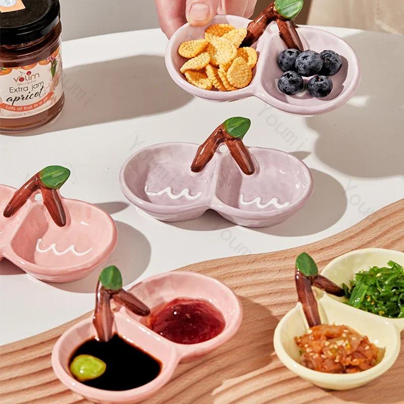 Creative Irregular Ceramic Soy Sauce Dish Korean Style Restaurant Kimchi Dish Home Exquisite Afternoon Tea Fruits Snack Plates
