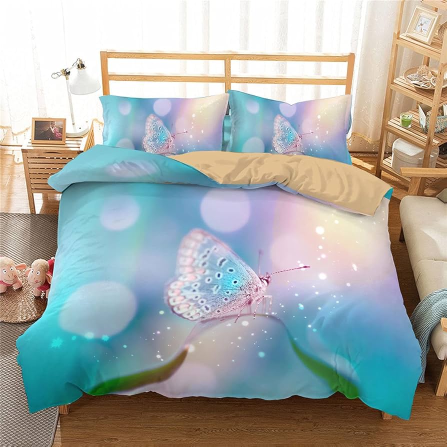 Butterfly Duvet Cover Wild Animal Bedding Set Microfiber Comforter Cover Full Queen King For Girls Teens Adult Room Dorm Decor