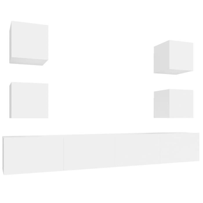 VidaXL Ensemble de meubles TV 6 pcs Blanc Bois d'ingénierie 3114262