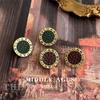 Medieval Retro Stud Earrings, Vintage Geometric Letters, Ancient Gold, Old Hong Kong Style Earrings