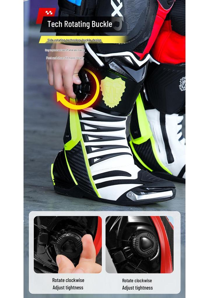 Nine-core Wolf Motorcycle Shock-Absorbing Anti-Fall Off-Road Long Boots for Kids, Wear-Resistant Track Riding Shoes for All Seasons.