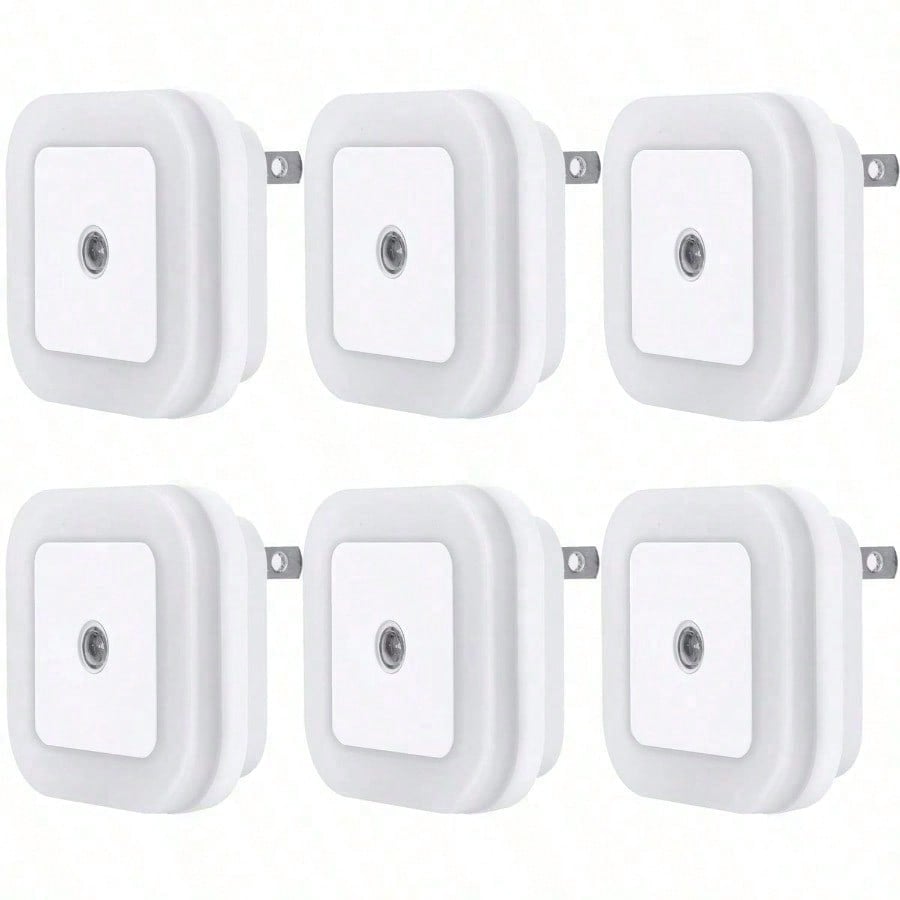 6 Units LED Night Lights, Plug & Play Portable Design, Auto Sensor, Hallway Bedroom Night Lights for Household Decoration
