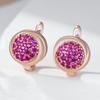 Full Shiny Red Natural Zircon Women Drop Earrings Unique Design  Rose Gold Color Bride Wedding Jewelry Best Gift