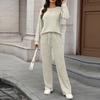 Women's Fashionable And Comfortable Round Neck Knit Long Sleeve Brushed Pants Loungewear Set