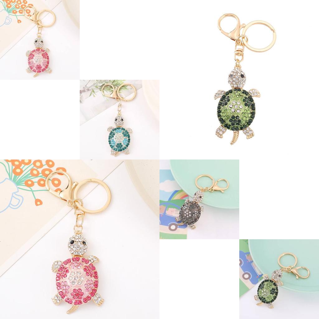Colorful Cute Turtle Keychain With Sparkling Rhinestones Perfect For Gifts And Accessories