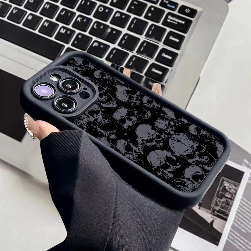 Punk Style Skull Art Print Phone Case for iPhone 17 16 15 14 13 12 11 Series Pro Max Plus
