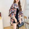 Women's Oversized Mid-Length Plaid Wool Shirt Jacket - Hong Kong Style, Autumn/Spring Trend