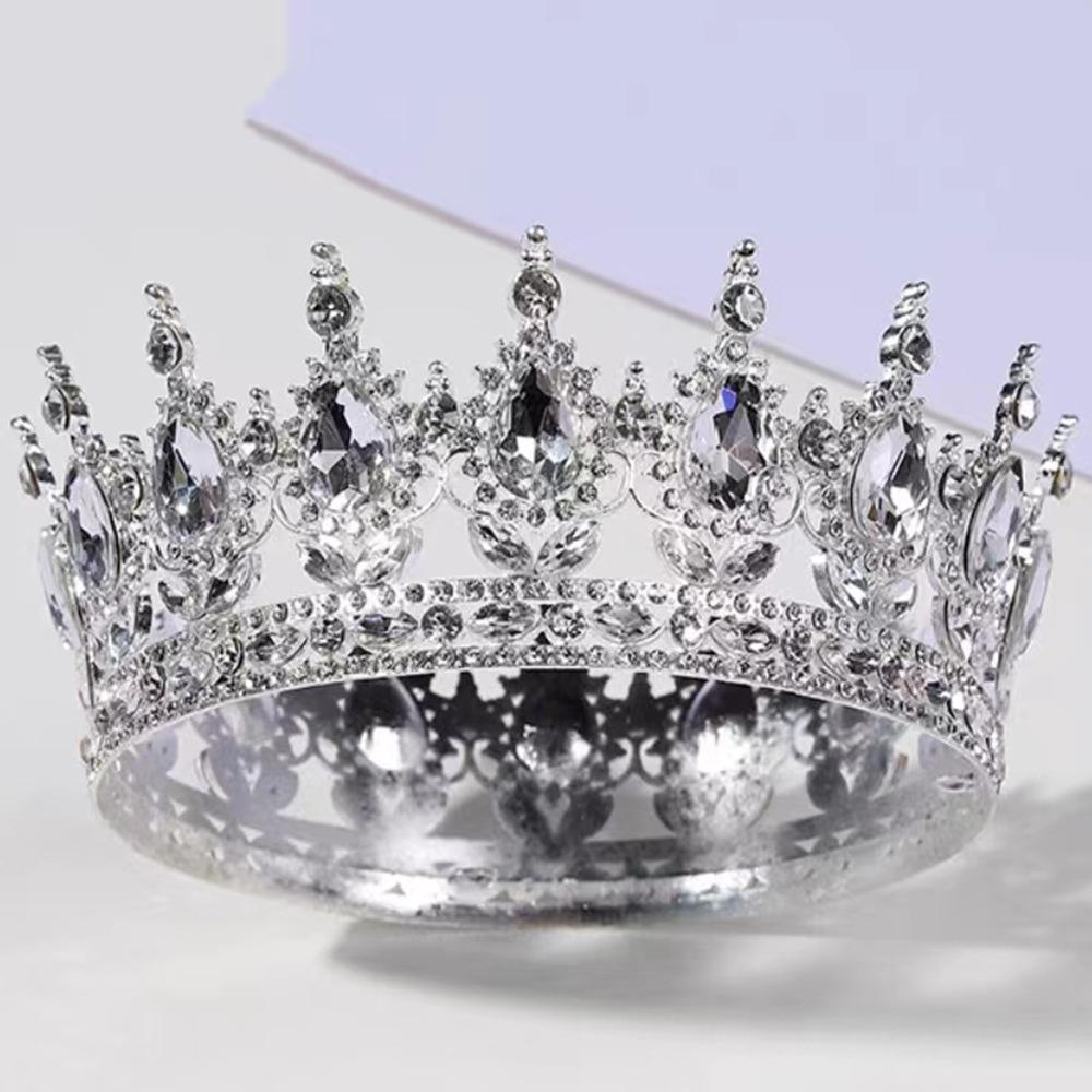 Brautkrone Kopfschmuck Krone Accessoires Königin Haaraccessoires Hochzeitsaccessoires Vollrunde Krone