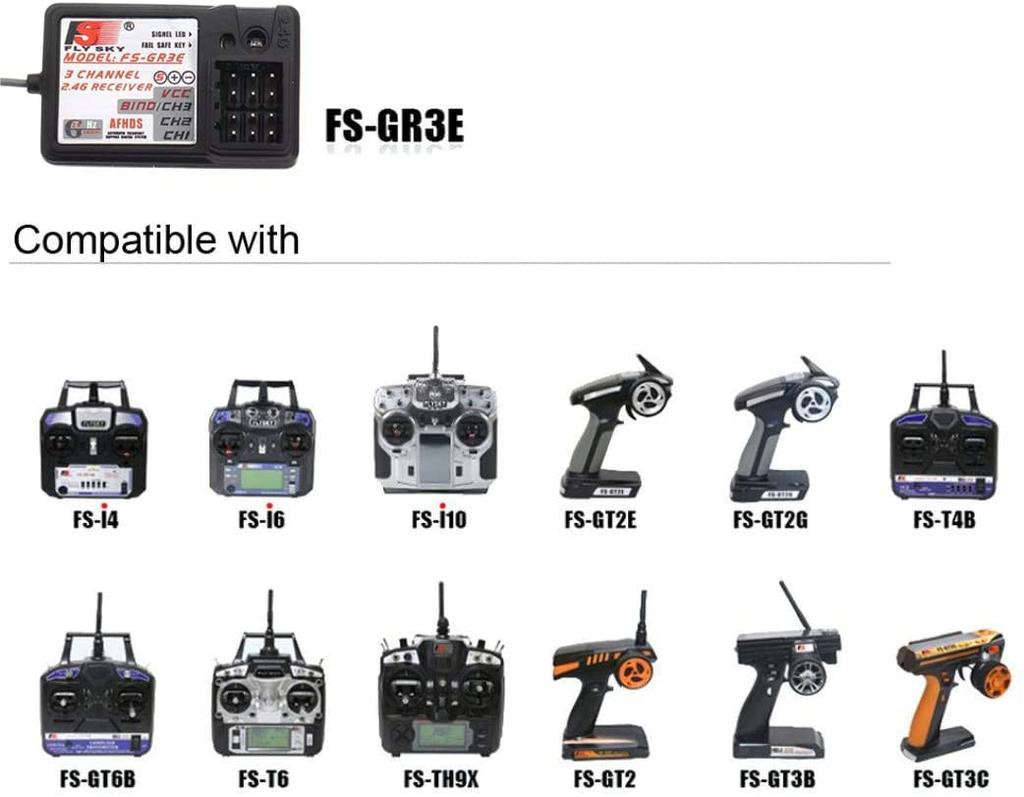 Récepteur Flysky FS-GR3E 2.4G 3CH - Compatible GT2/GT3B/T6 Pour Voitures RC Récepteur Flysky FS-GR3E 2.4G 3CH - Compatible GT2/GT3B/T6 Pour Voitures RC