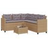 VidaXL Garden Sofa with Table and L-shaped Cushions Beige, Outdoor Sofa, L-shaped Outdoor Sofa, 369042