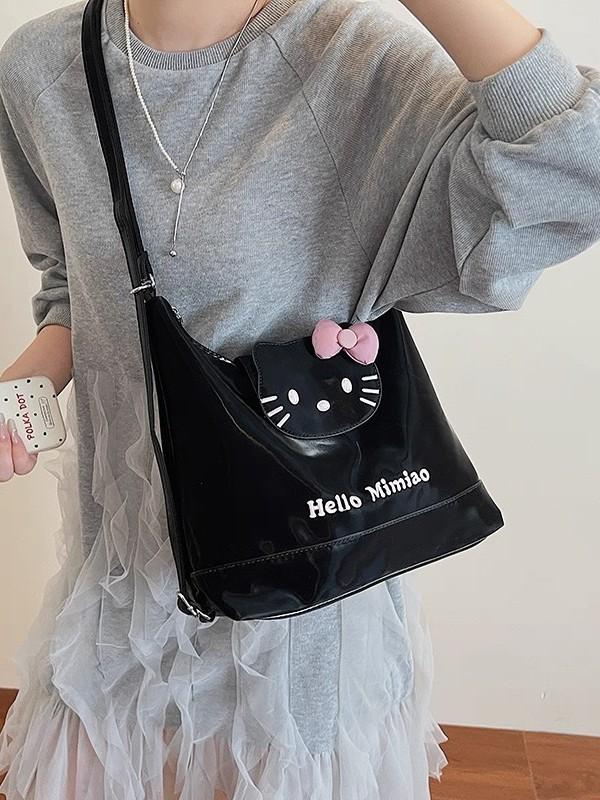 Hello Kitty Backpack For Women Girls Pu Material Large Capacity Daily Use