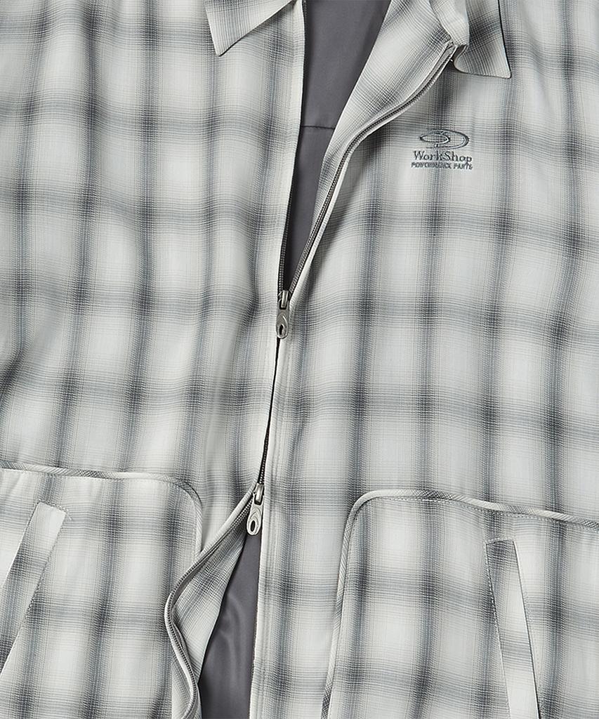 Travel Check Collared Piping Jacket Grey