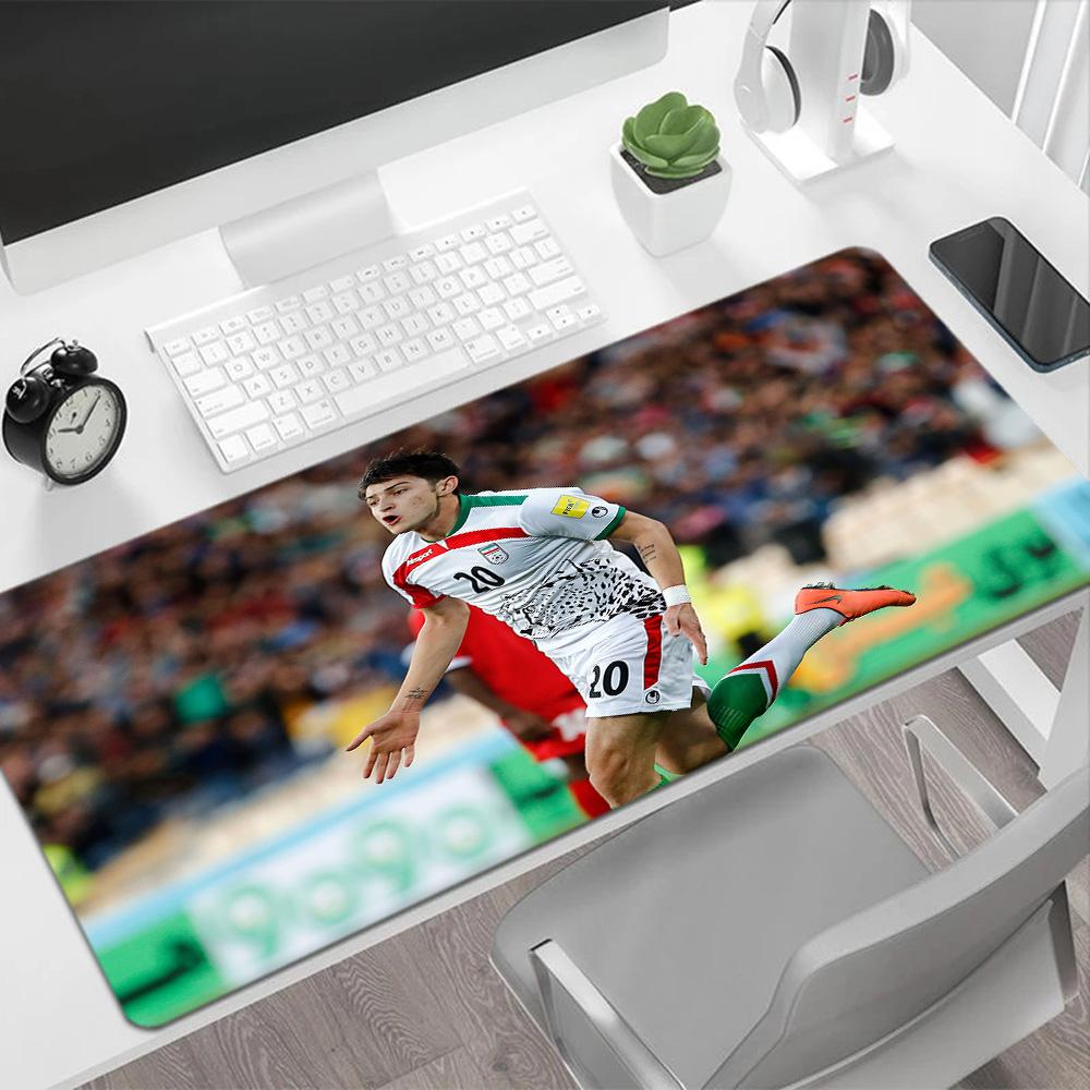 Iranian Football Player Large Mouse Pad Office Mouse Mats Study Desk Mat Non-Slip Rubber Base Computer Desk Office Decoration Accessory