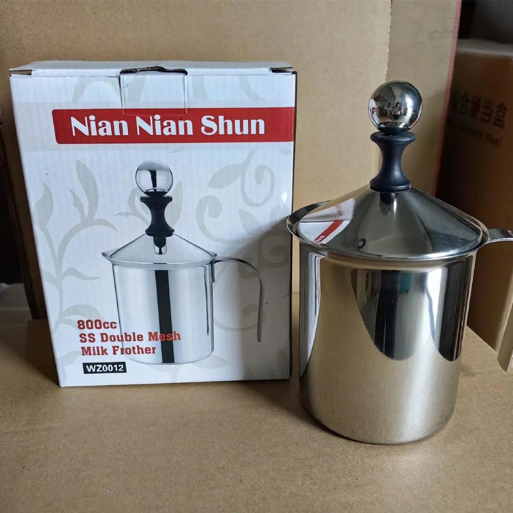 Stainless Steel 304 Coffee Maker Japanese Milk Frother Cup Double Wall Filter Milk Container Batched Milk Frother Cup Coffee Pot