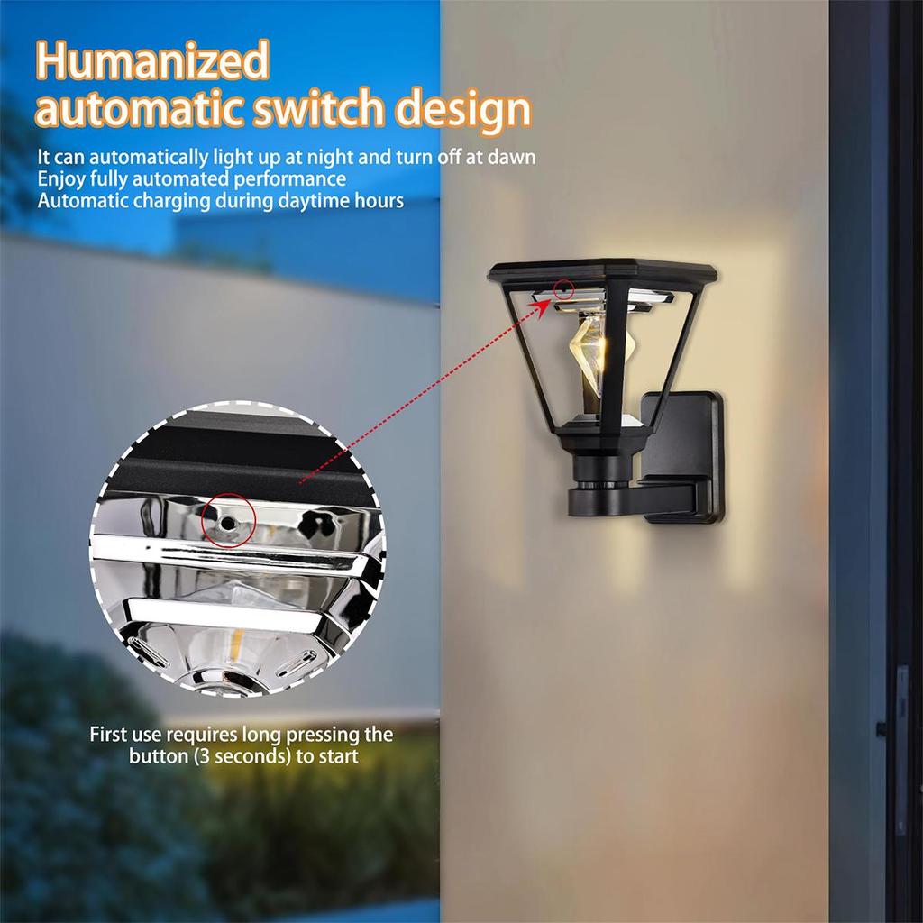 Solar Led Post Lamp Lamps Lights Garden Waterproof Solar Powered Indoor Pillar Outdoor For Warm White Light Gate Courtyard Panel