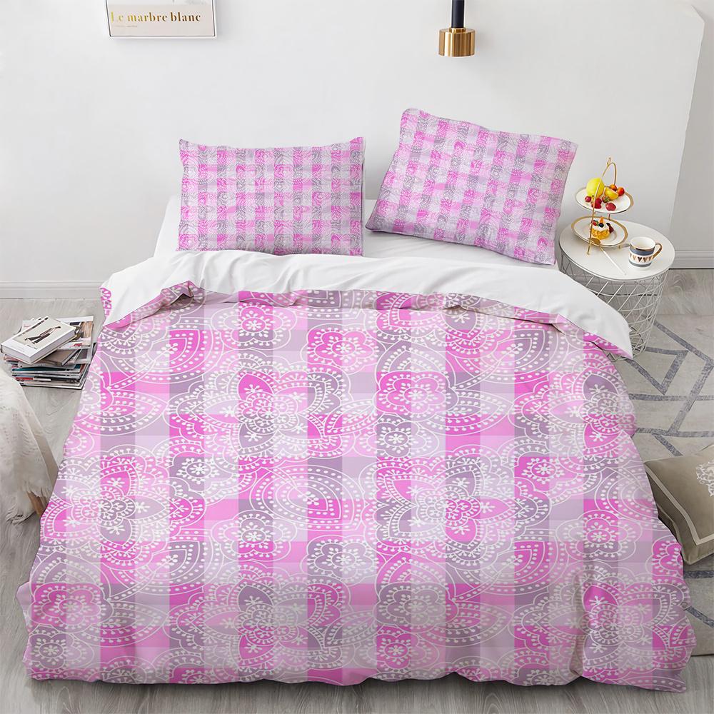 Plaid Duvet Cover Queen Bedding Set for Boys Girls Kids Women Men Modern Geometric Colourful Grid Plaid Polyester Comforter Set