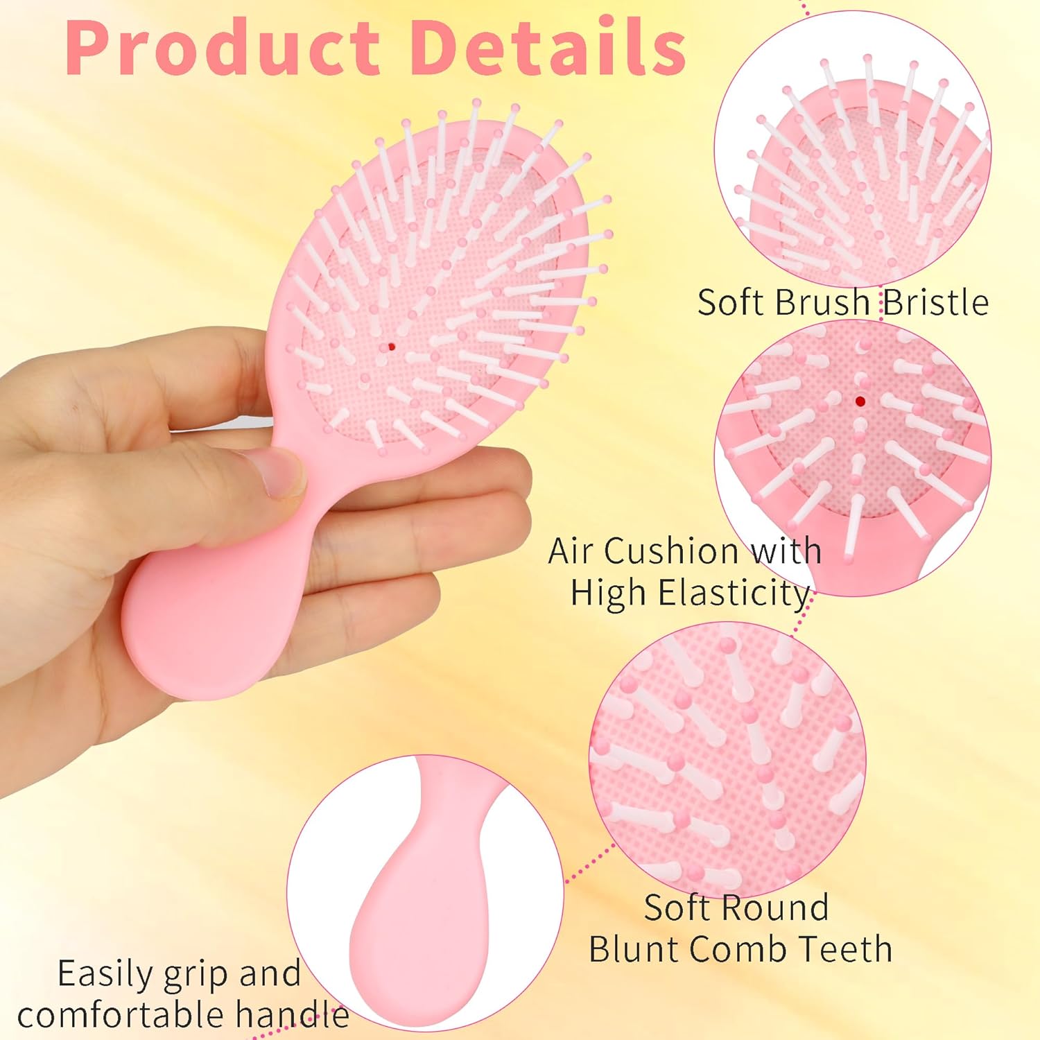 4 Pack Mini Wet Hair Brush Travel Detangler Hair Brush Pocket Travel Hair Brush Mini Soft Bristles Hair Brush Small Paddle Hair Brush for Men Women